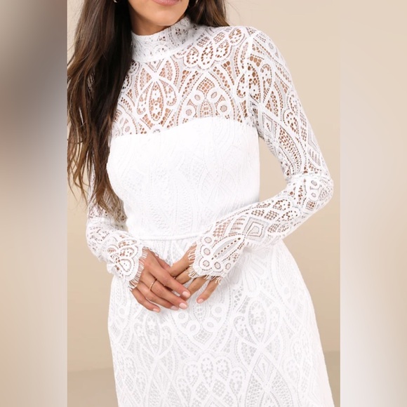 Lulus Gorgeous Attraction White Lace Mini Cocktail Dress NWT Size Large - Picture 3 of 3